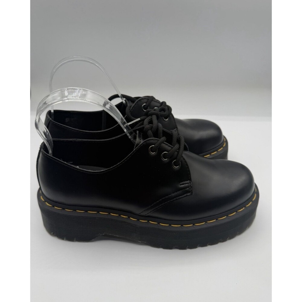 Dr. Martens 1461 Quad Oxford Shoes Unisex Black Leather Platform Retro Sz 8 New